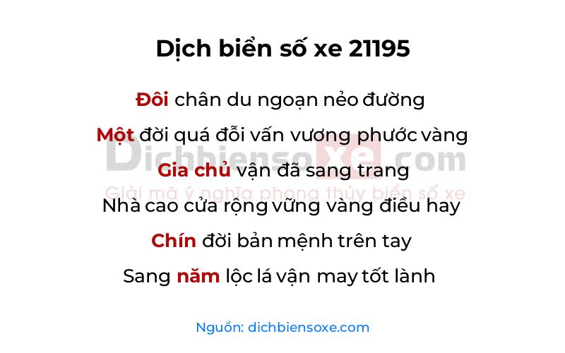 Dịch thơ biển số 21195