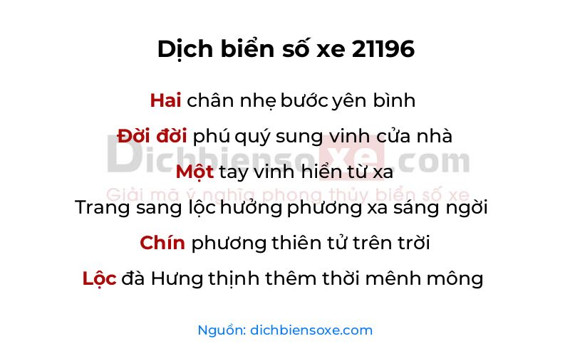 Dịch thơ biển số 21196