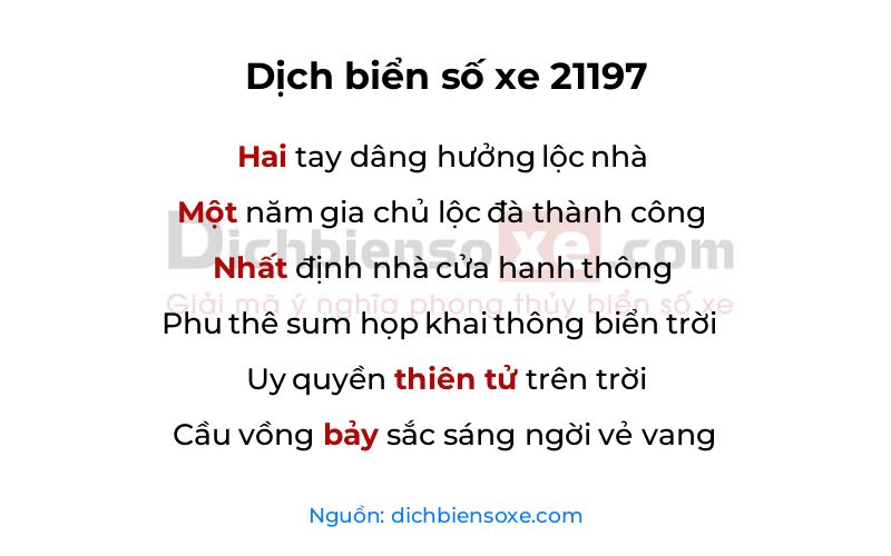 Dịch thơ biển số 21197