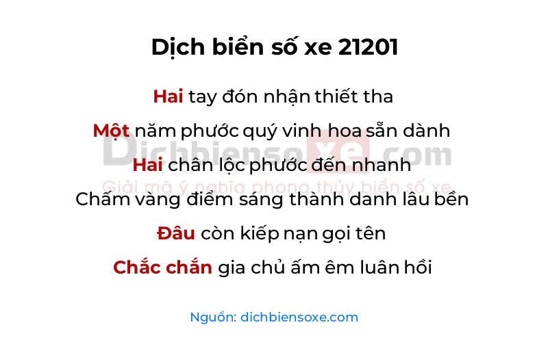 Dịch thơ biển số 21201