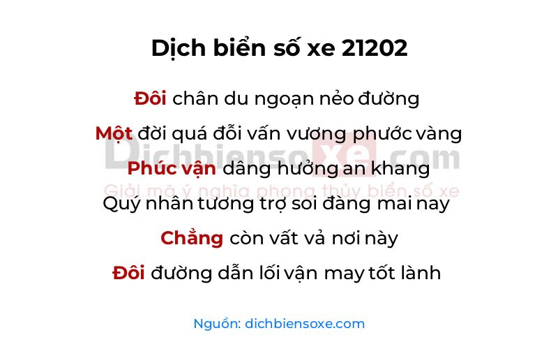 Dịch thơ biển số 21202