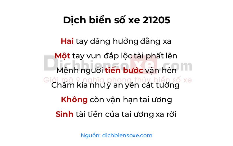 Dịch thơ biển số 21205