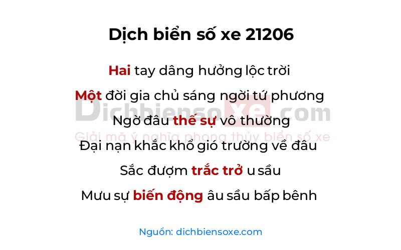 Dịch thơ biển số 21206