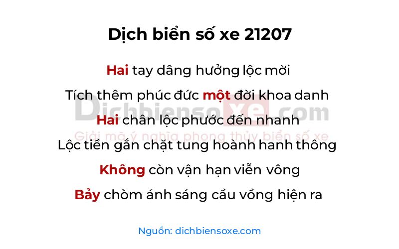 Dịch thơ biển số 21207