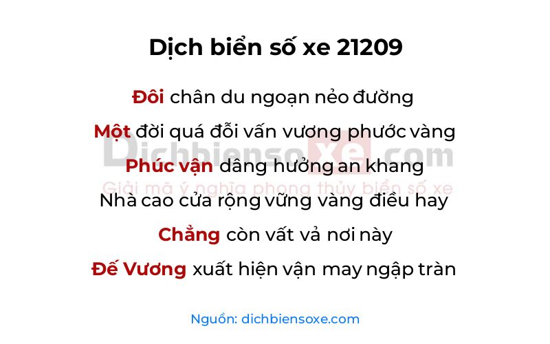 Dịch thơ biển số 21209