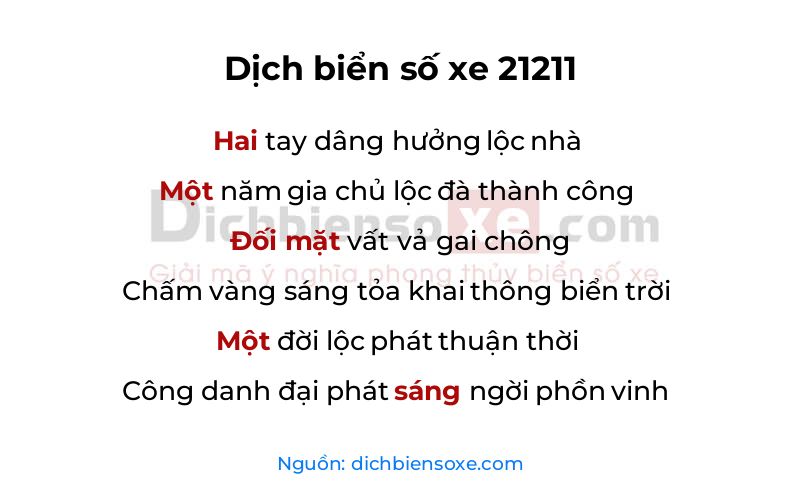 Dịch thơ biển số 21211