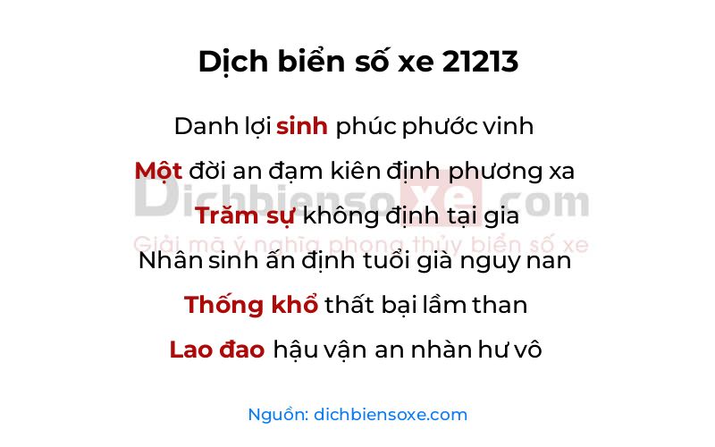 Dịch thơ biển số 21213