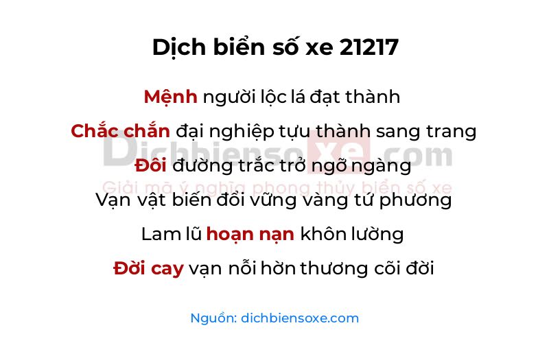 Dịch thơ biển số 21217