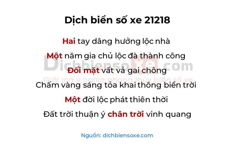 Dịch thơ biển số 21218