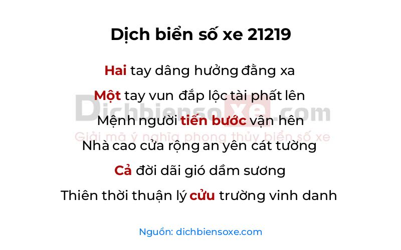 Dịch thơ biển số 21219