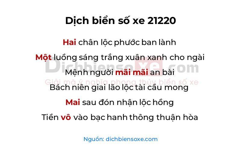 Dịch thơ biển số 21220