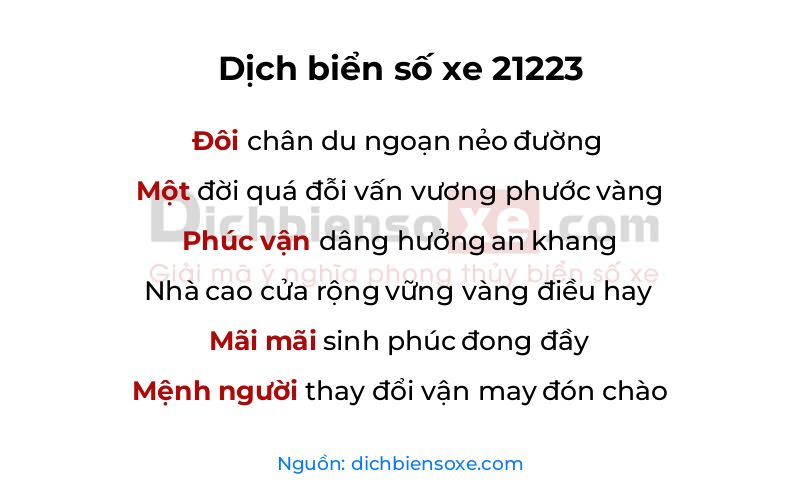 Dịch thơ biển số 21223