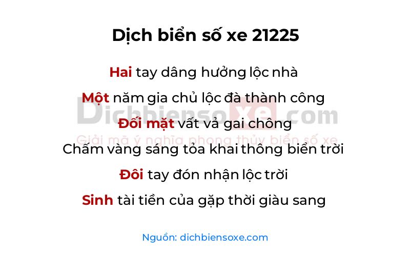 Dịch thơ biển số 21225