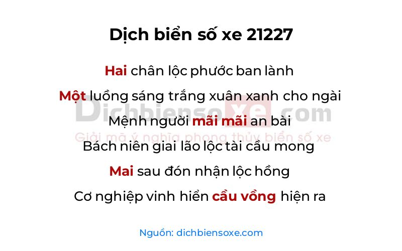 Dịch thơ biển số 21227