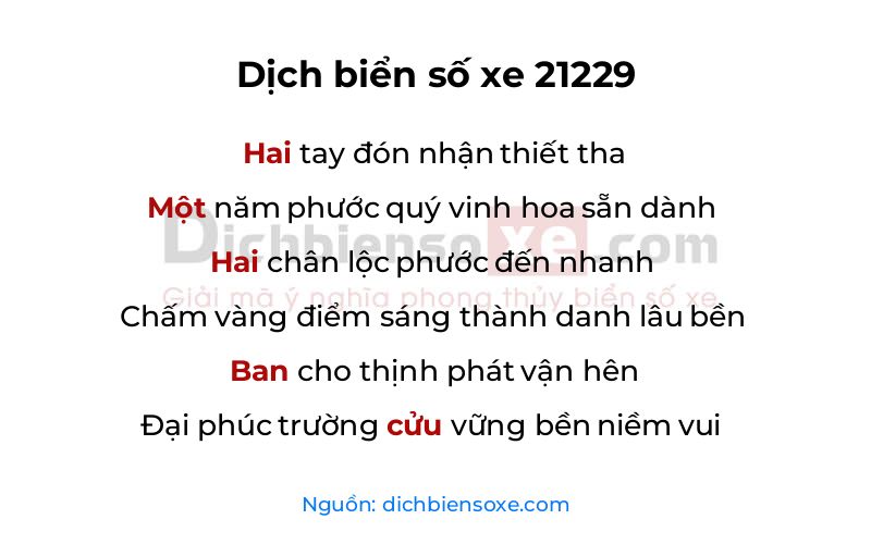 Dịch thơ biển số 21229