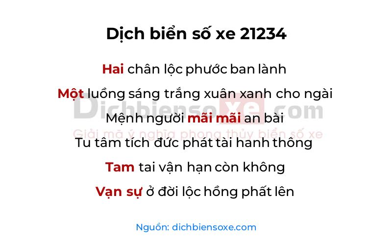 Dịch thơ biển số 21234