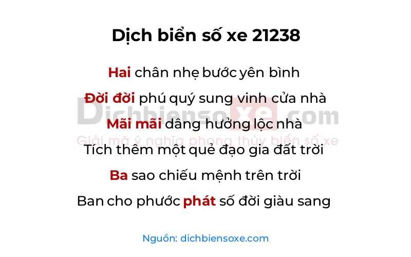 Dịch thơ biển số 21238