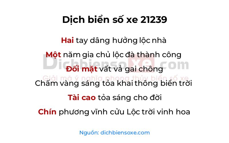 Dịch thơ biển số 21239
