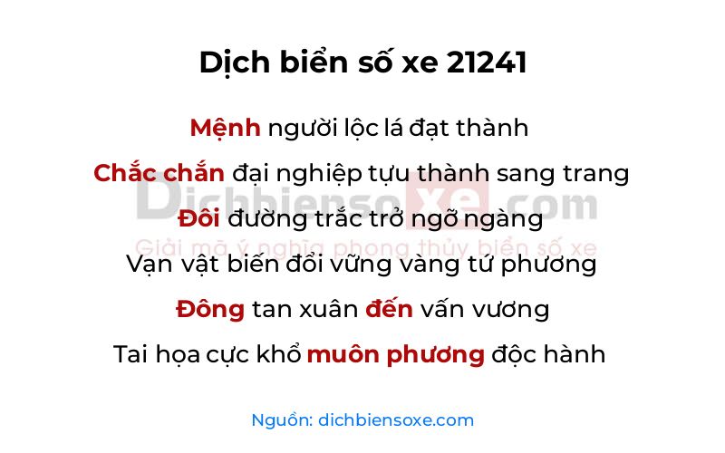 Dịch thơ biển số 21241