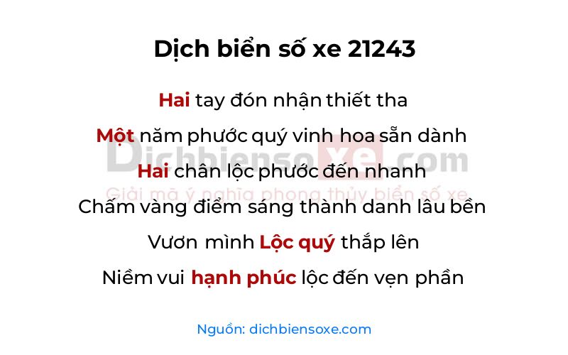 Dịch thơ biển số 21243
