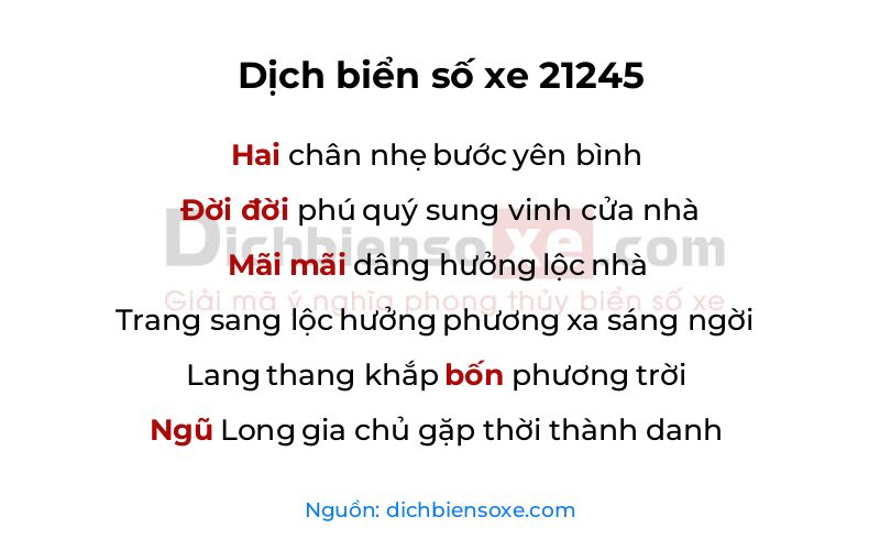 Dịch thơ biển số 21245