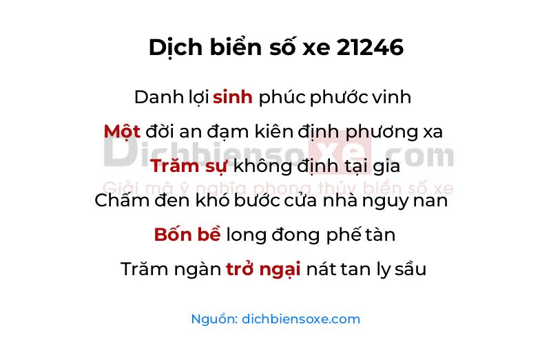 Dịch thơ biển số 21246