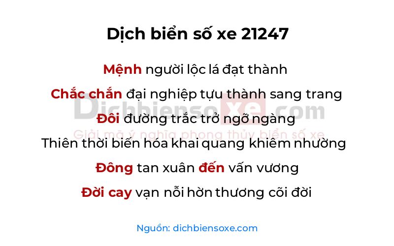 Dịch thơ biển số 21247