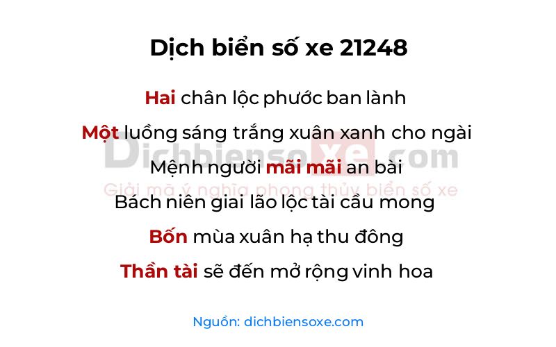 Dịch thơ biển số 21248