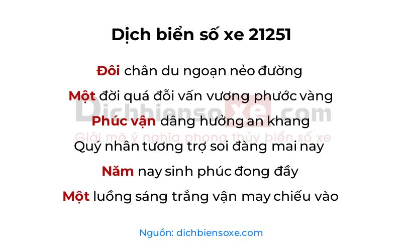 Dịch thơ biển số 21251