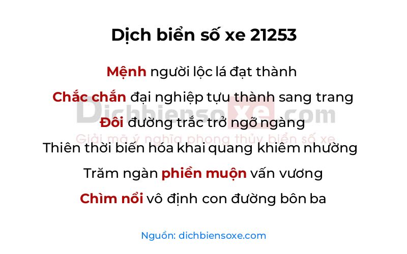 Dịch thơ biển số 21253