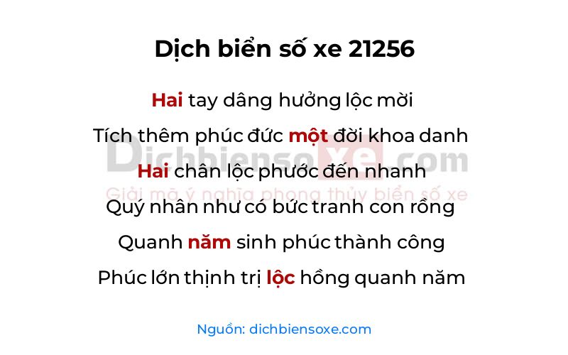 Dịch thơ biển số 21256