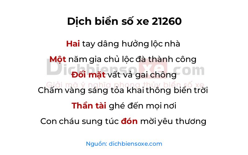 Dịch thơ biển số 21260