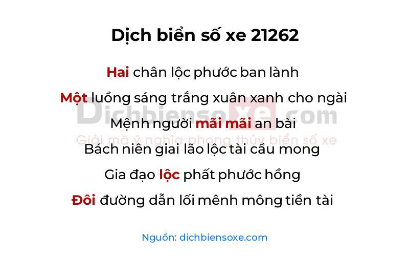 Dịch thơ biển số 21262
