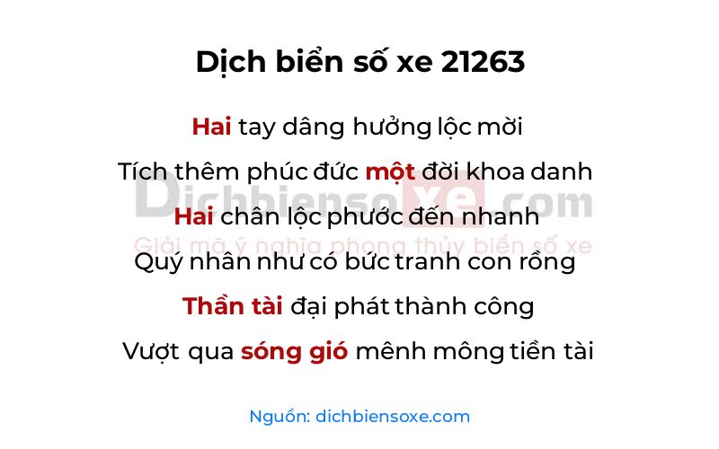 Dịch thơ biển số 21263