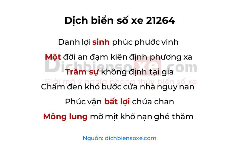 Dịch thơ biển số 21264