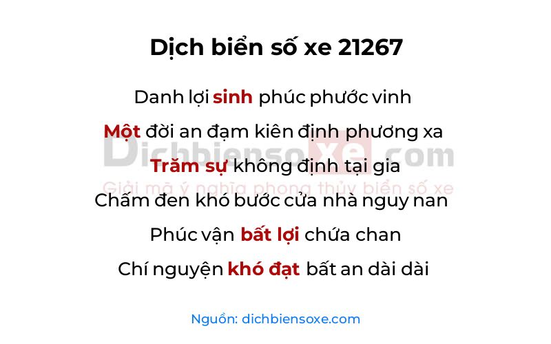 Dịch thơ biển số 21267