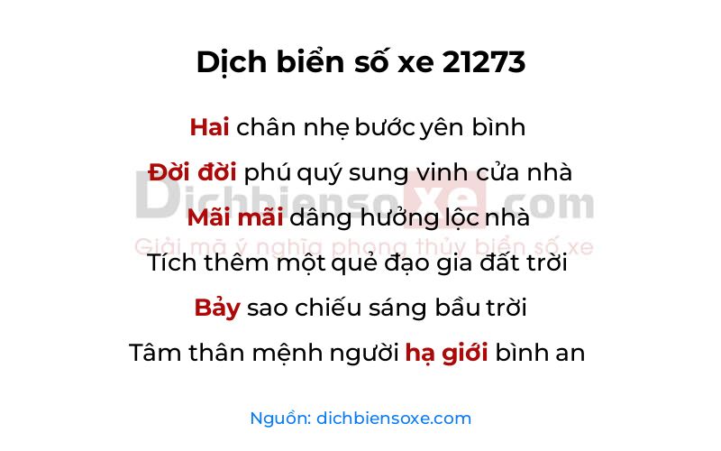 Dịch thơ biển số 21273
