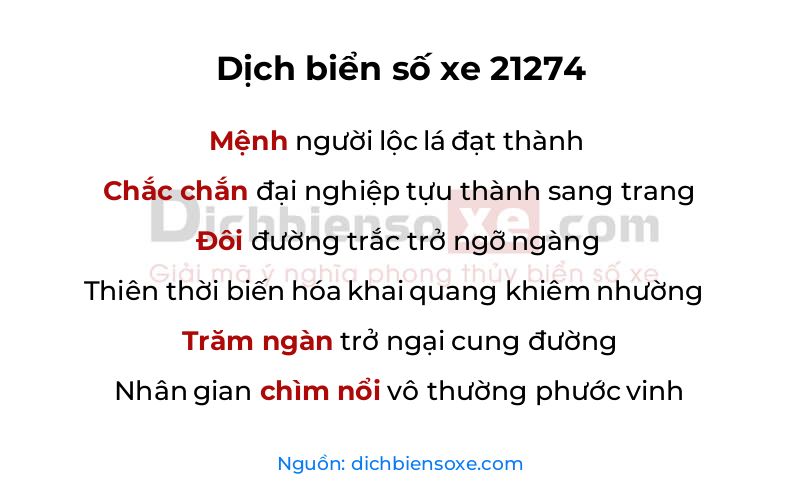 Dịch thơ biển số 21274