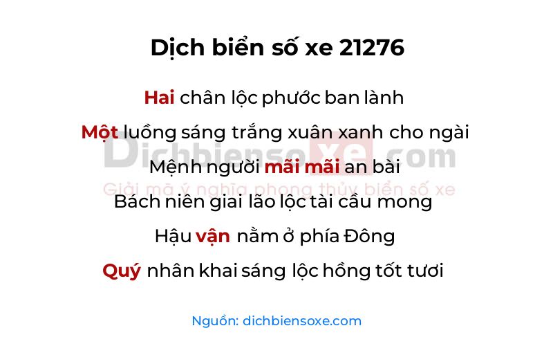 Dịch thơ biển số 21276