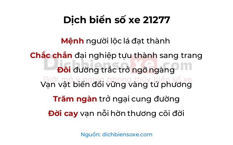 Dịch thơ biển số 21277