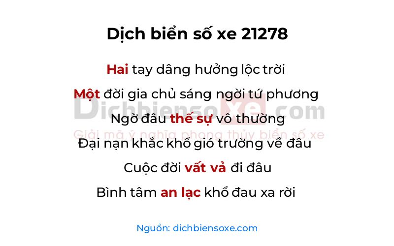 Dịch thơ biển số 21278