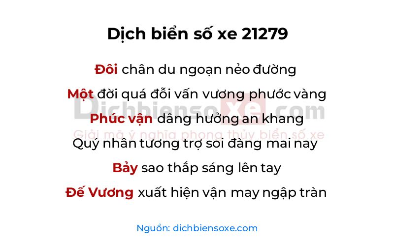 Dịch thơ biển số 21279
