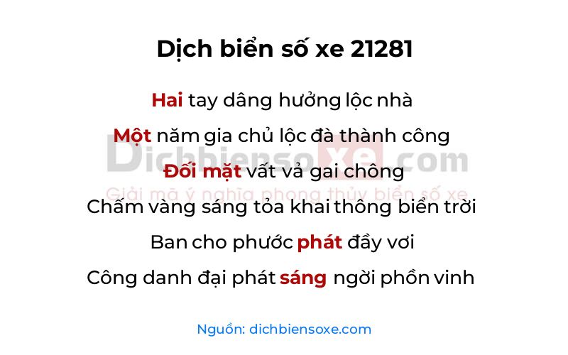 Dịch thơ biển số 21281
