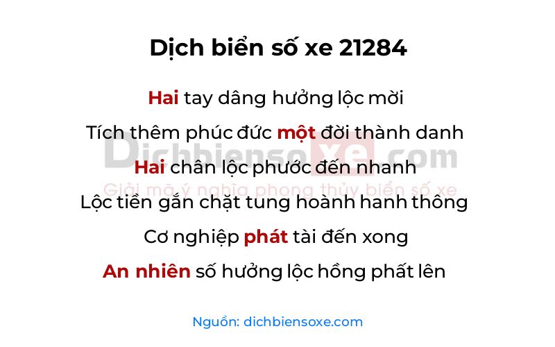 Dịch thơ biển số 21284