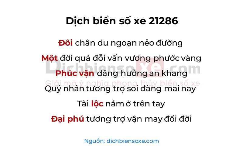 Dịch thơ biển số 21286