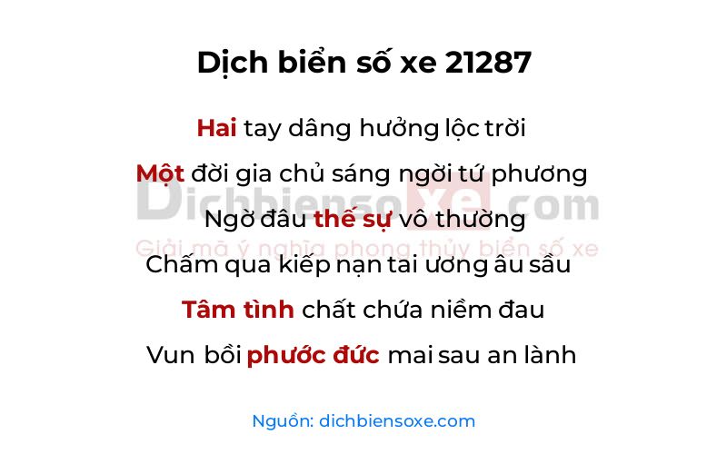 Dịch thơ biển số 21287
