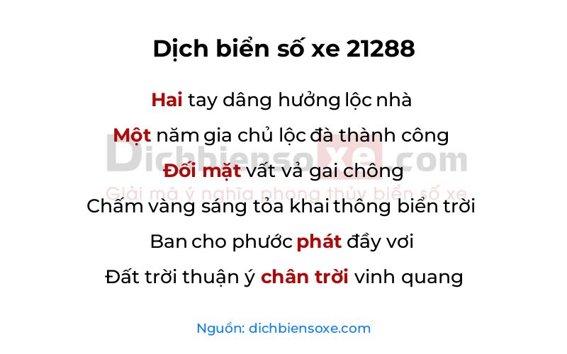 Dịch thơ biển số 21288