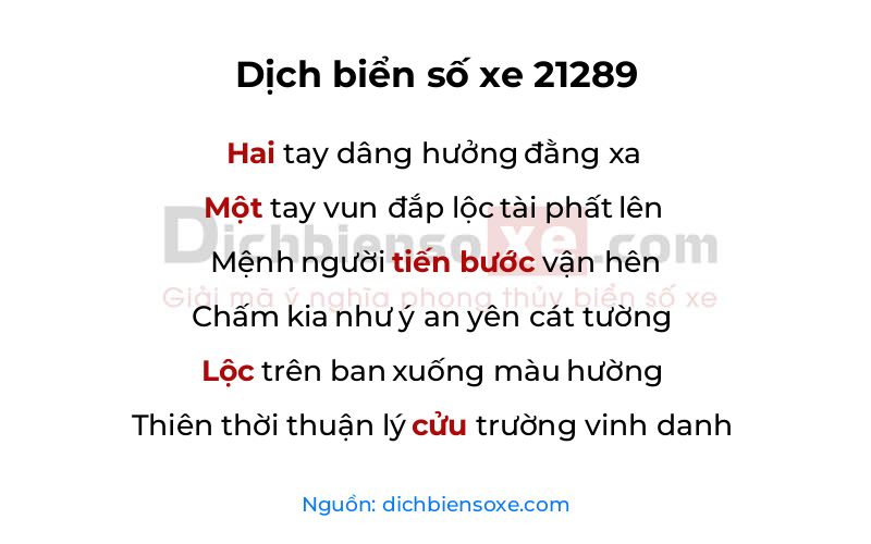 Dịch thơ biển số 21289