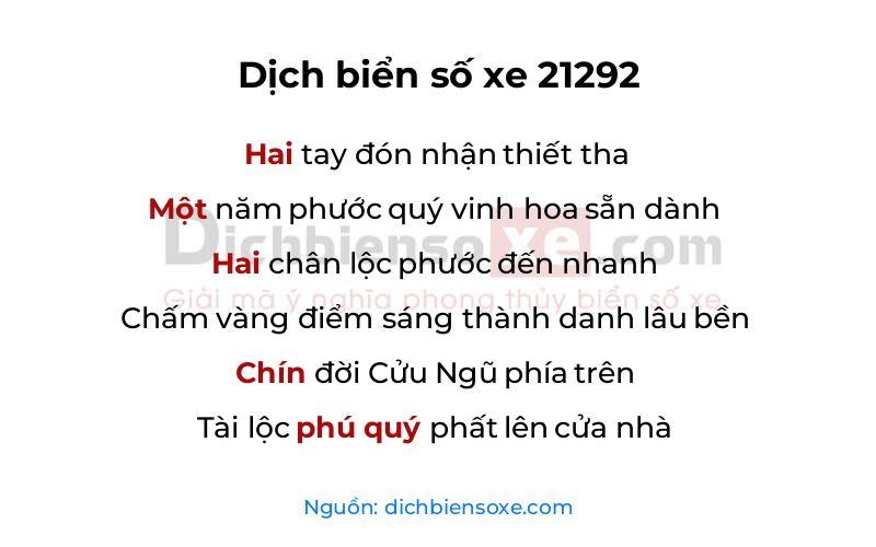 Dịch thơ biển số 21292