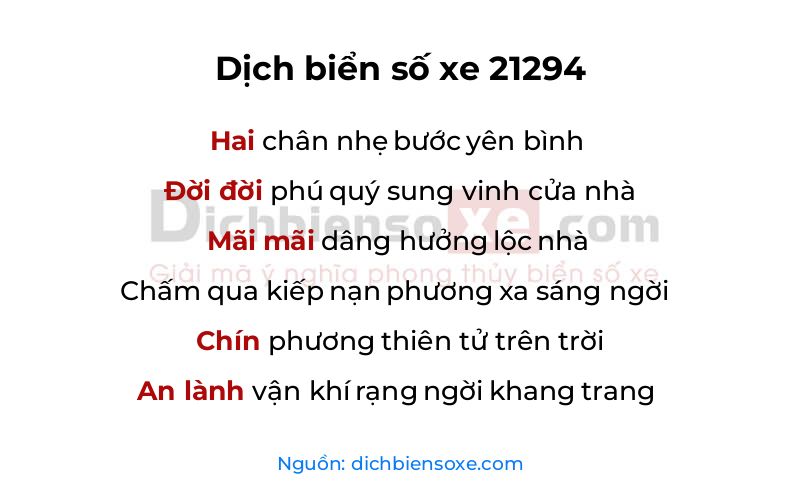 Dịch thơ biển số 21294